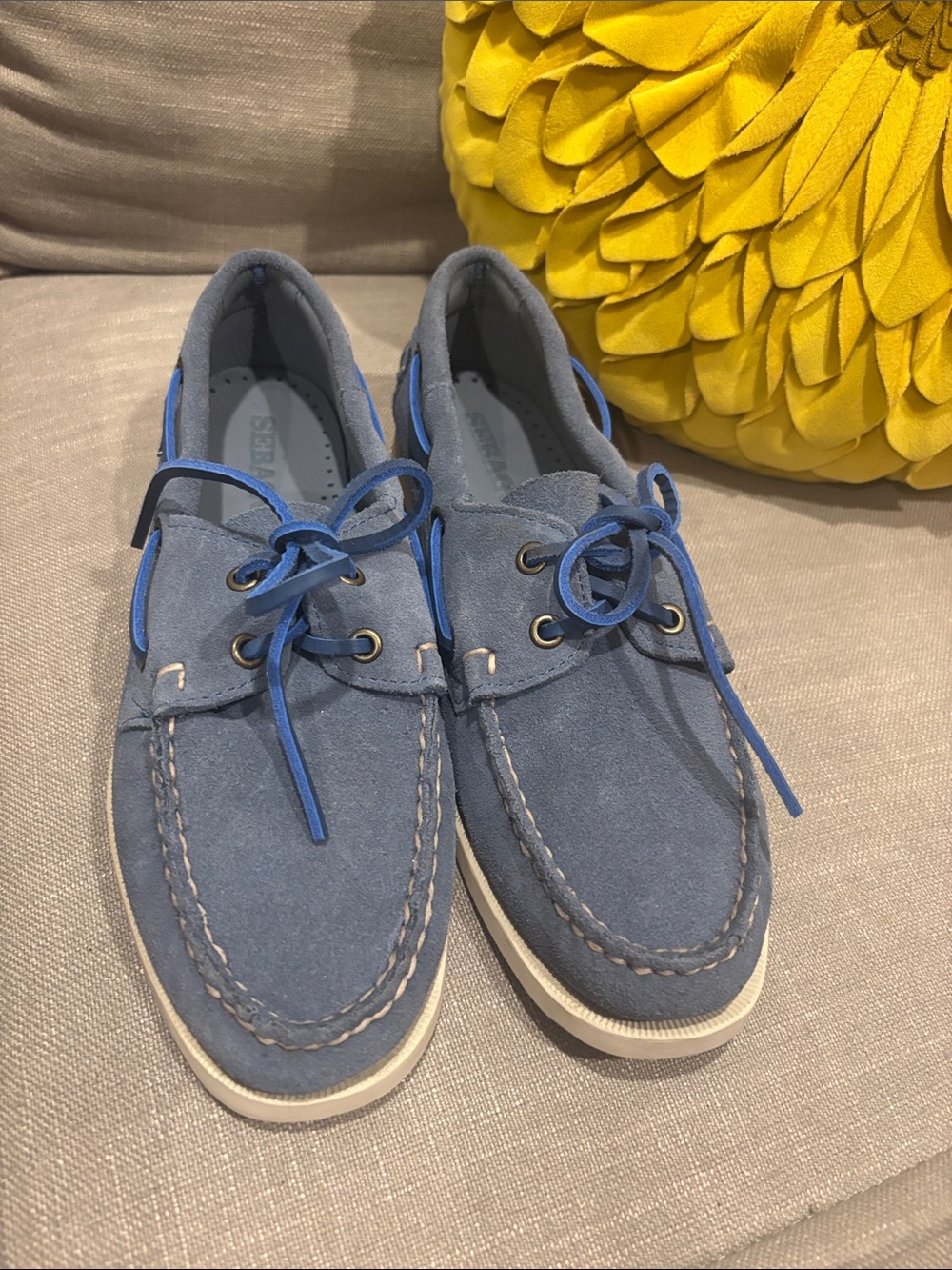 Blue Suede Boat Shoes - woman Casual Lace-Up